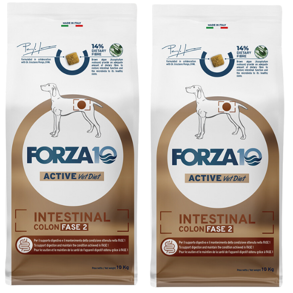 Forza10 Intestinal Colon Fase 2 2x10kg cane adulto, alimento dietetico completo con pesce e alghe brune per equilibrio intestinale Forza10 Intestinal Colon Fase 2 2x10kg cane adulto, alimento dietetico completo con pesce e alghe brune per equilibrio intestinale